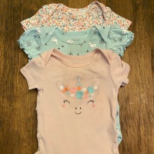 Unicorn and swan 3 pack onesies